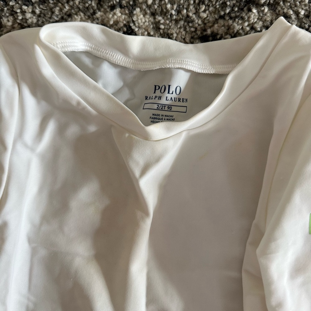Ralph Lauren polo white rash guard white long sleeve swim top - Picture 2 of 3